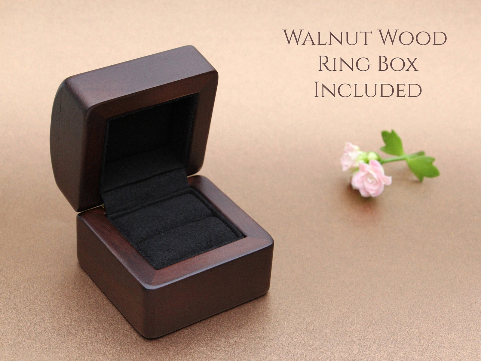 Black Redwood Emerald Ring, Sequoia Wood and Green Lab Created Emerald Inlays