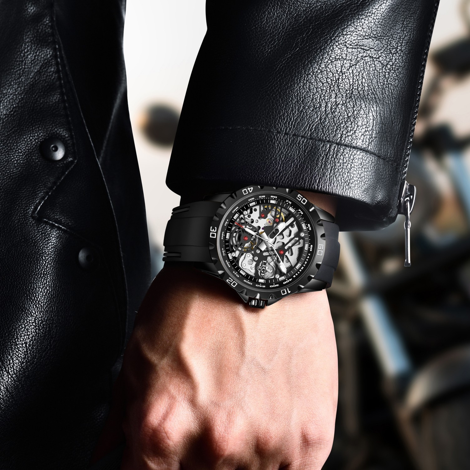 Sport Men Watch Automatic Mechanical Luminous Waterproof Males Casual Wristwatch