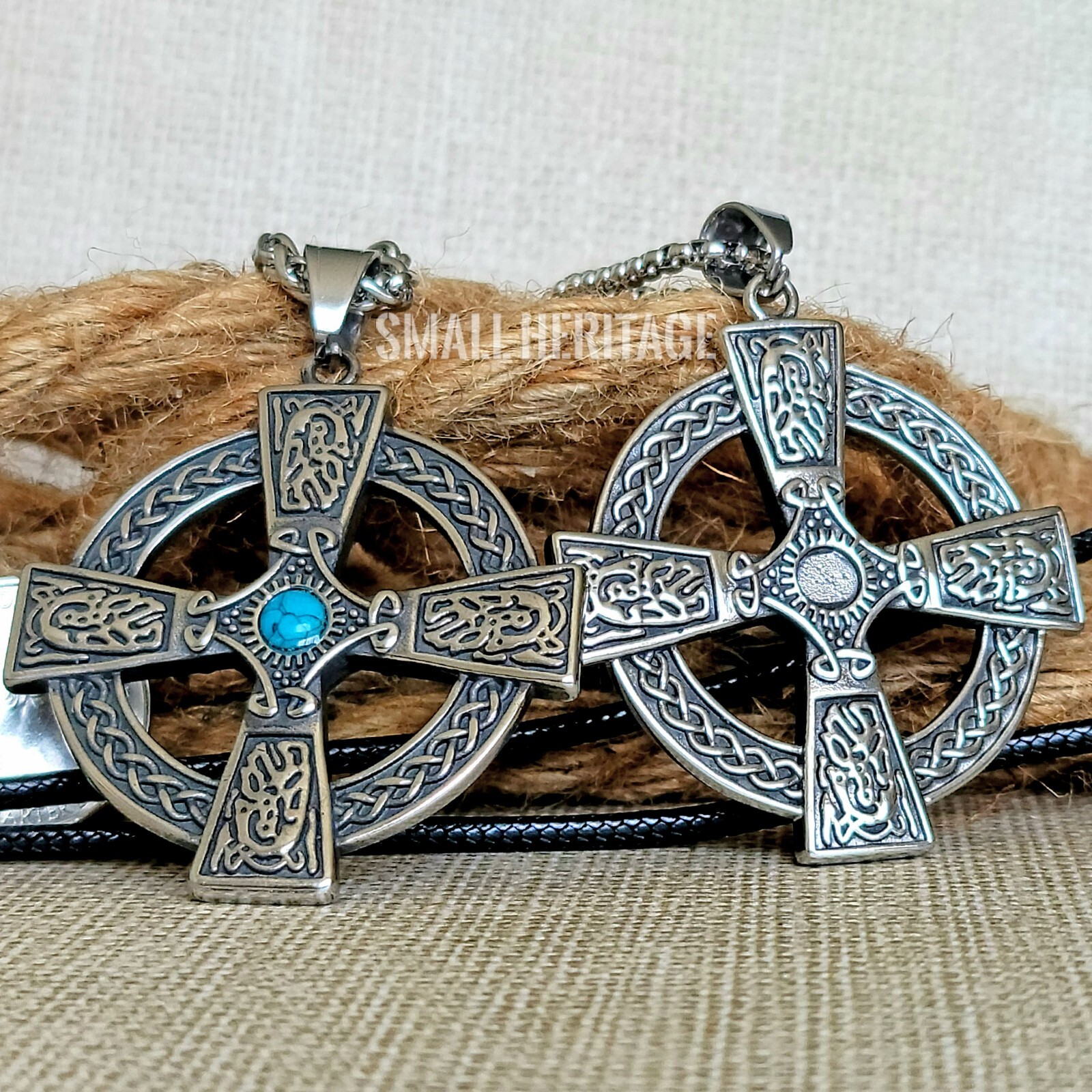 Large Celtic Cross Necklace Stainless Steel Irish Christian Pendant Chain Men