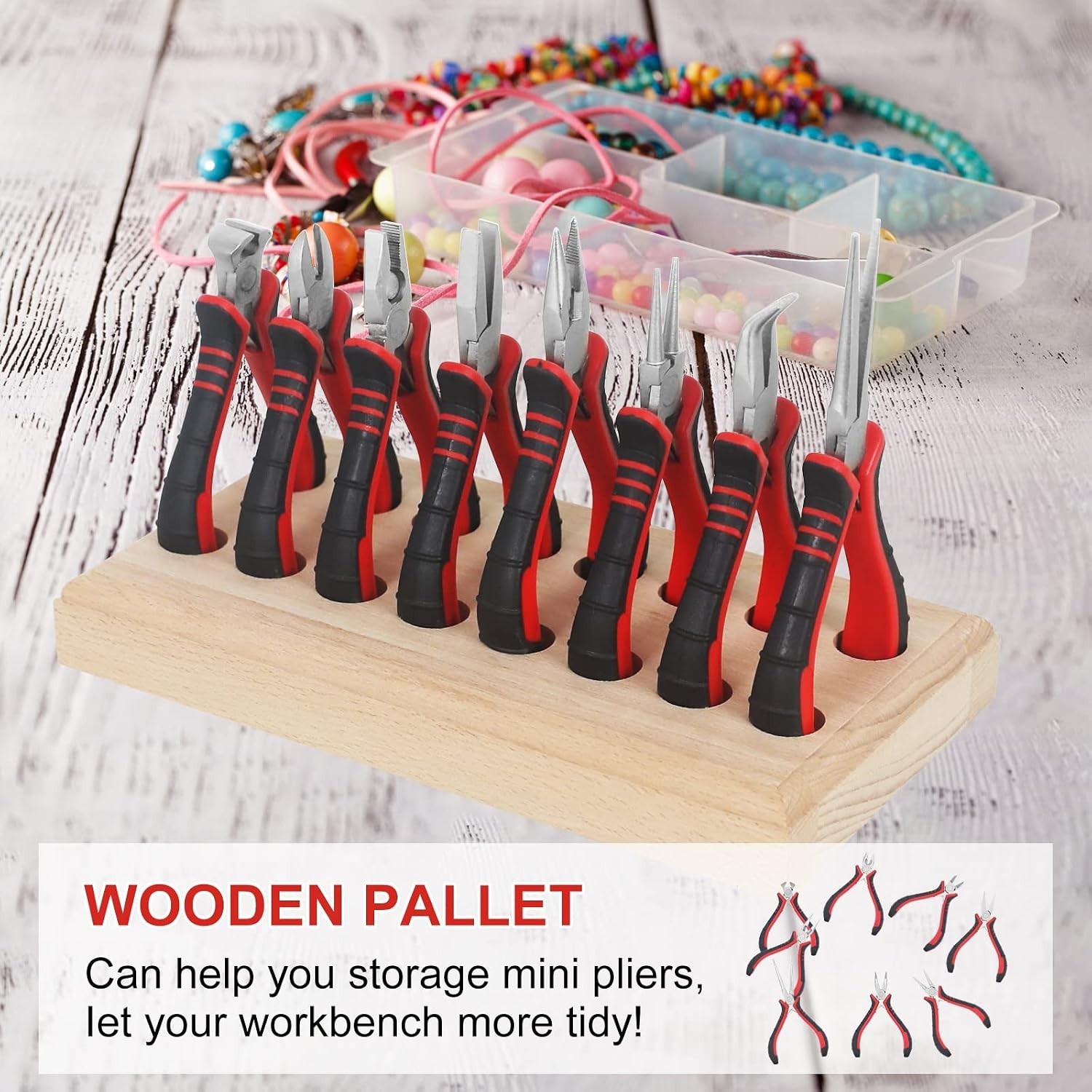 Professional Mini Wire Plier Kit in Wood Base