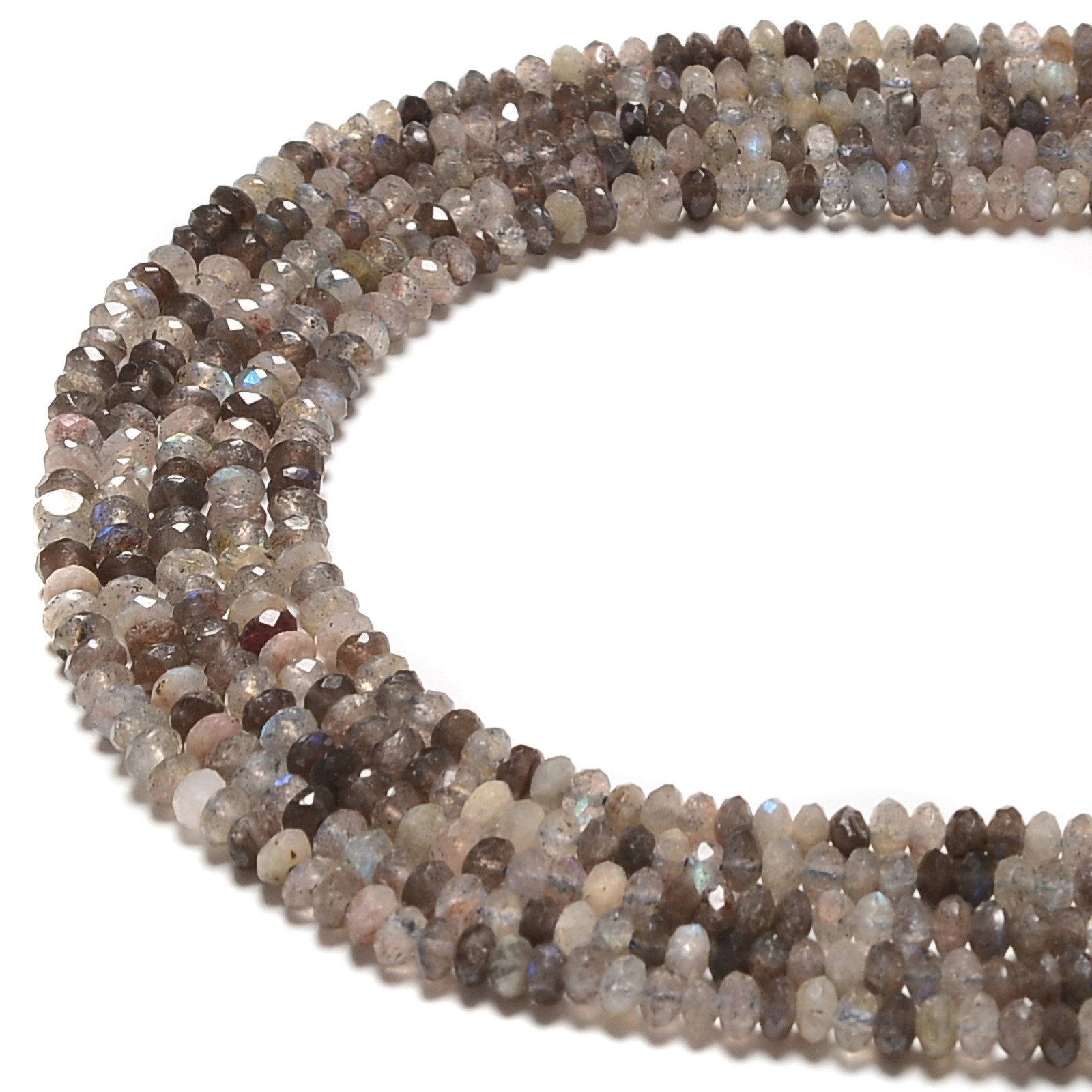 Natural Multi Gray Labradorite Faceted Rondelle Beads 3x4mm 15.5”Strand (3x4mm)