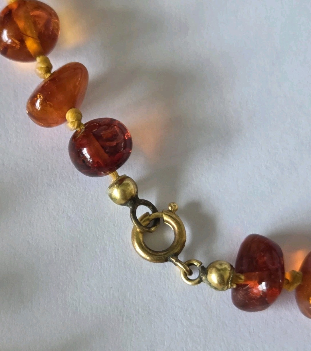 Baltic Amber Nuggets Knotted Necklace & Earrings
