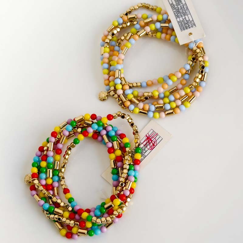 6Pcs Jcrew Resin Bead Stretch Bracelet Chic Women Party Vacation Jewelry 2Colors