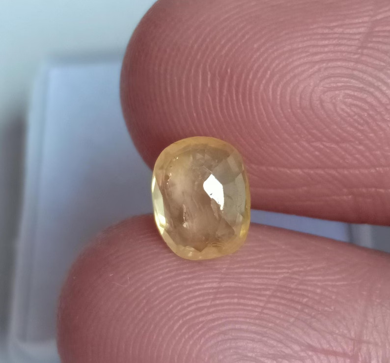 Ceylon Yellow Sapphire Cushion Cut Certified Natural Earth Mine Stone 1.63 Ct