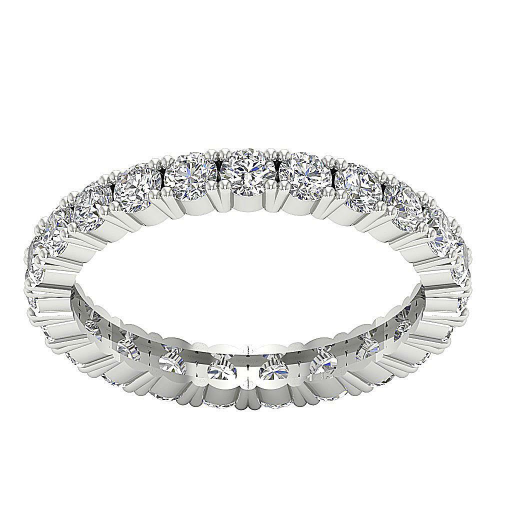 Eternity Engagement Ring 2.20 Ct I1 G Natural Diamond Prong Set 14K Gold 3.60MM