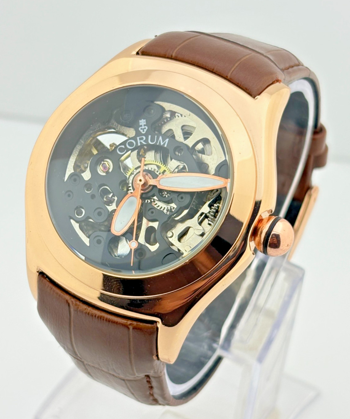 Luxury Corum Skeleton Automatic black Dial Lether Strap Swiss Wrist Watch Man’s