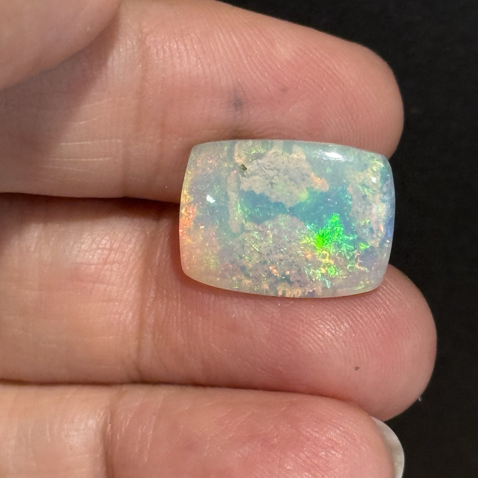 6.5ct 17.2×12.6×5.4mm Stardust Galaxy Ethiopian Welo Opal Cushion Cabochon Gem
