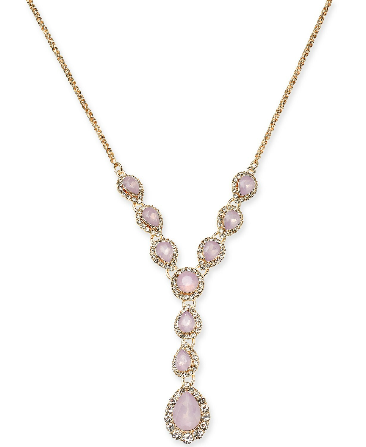 Charter Club Crystal & Stone Lariat Necklace, 17″ + 2″ extender