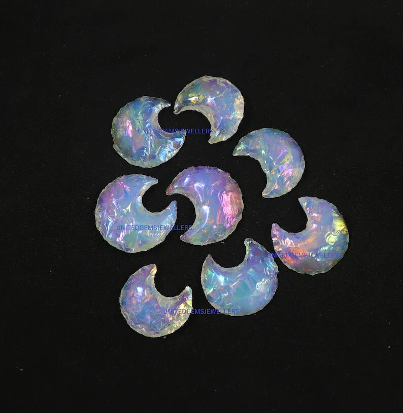 Angel Aura Opalite Moon Crescent Approx.. 28 to 33 MM Loose Crystal Moon Jewelry
