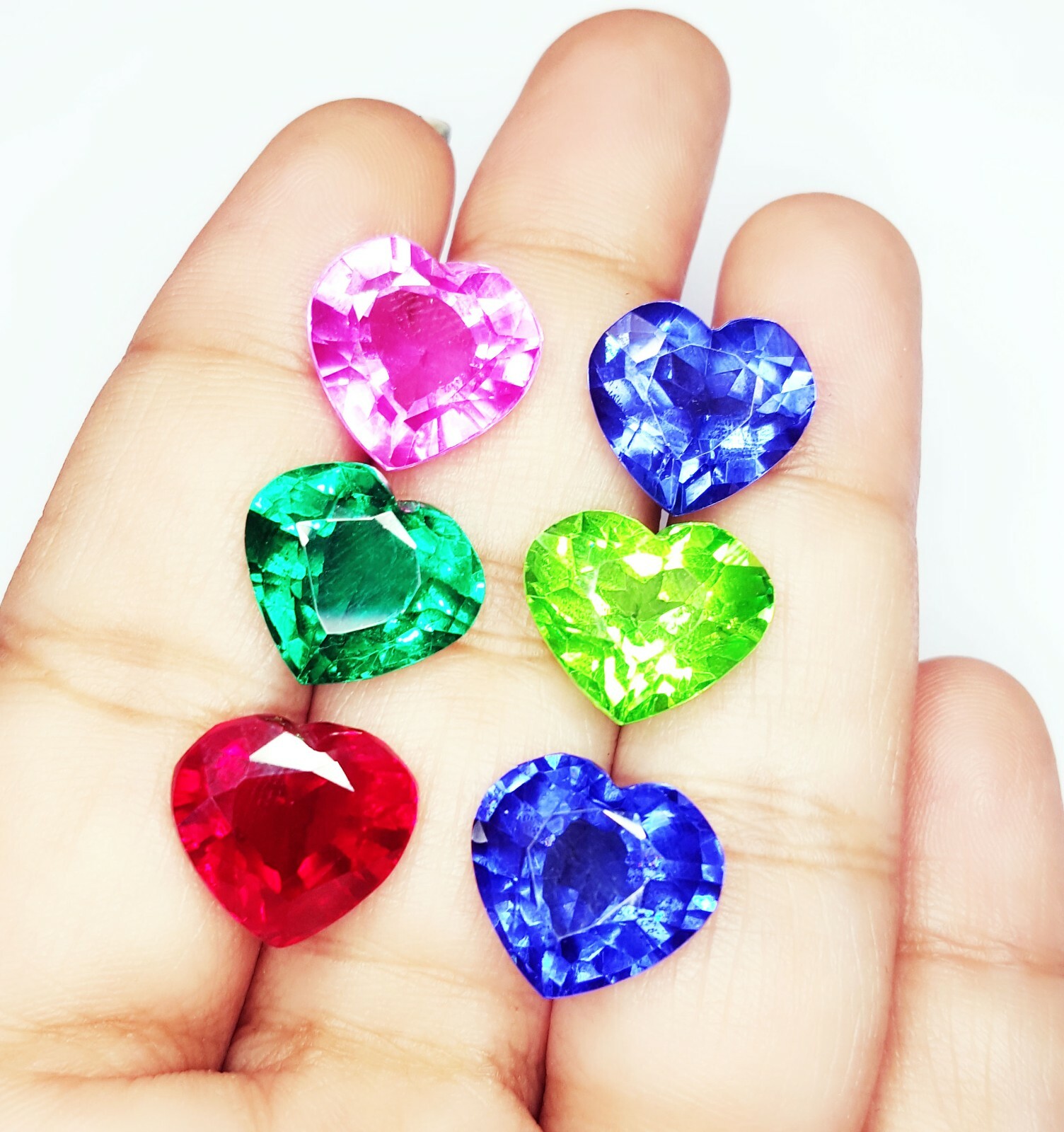 Loose Gemstone 8-10 Ct Mixed Lot Heart Shape Natural Ring Size Gems A0L3