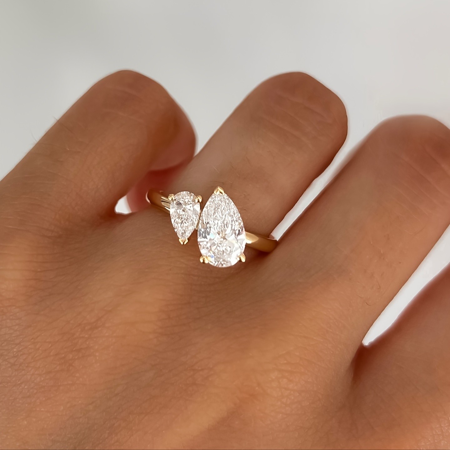 4CT Pear Cut Moissanite Gold Engagement Ring Size 6 7 8 9