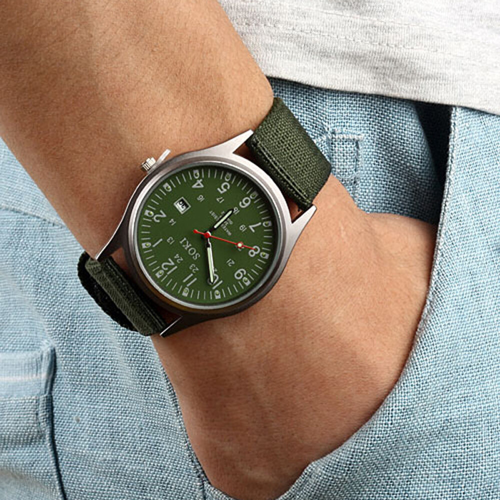 Men’s Military Army Luminous 24Hours Dial Nylon Strap Date Quartz Wrist Watch US