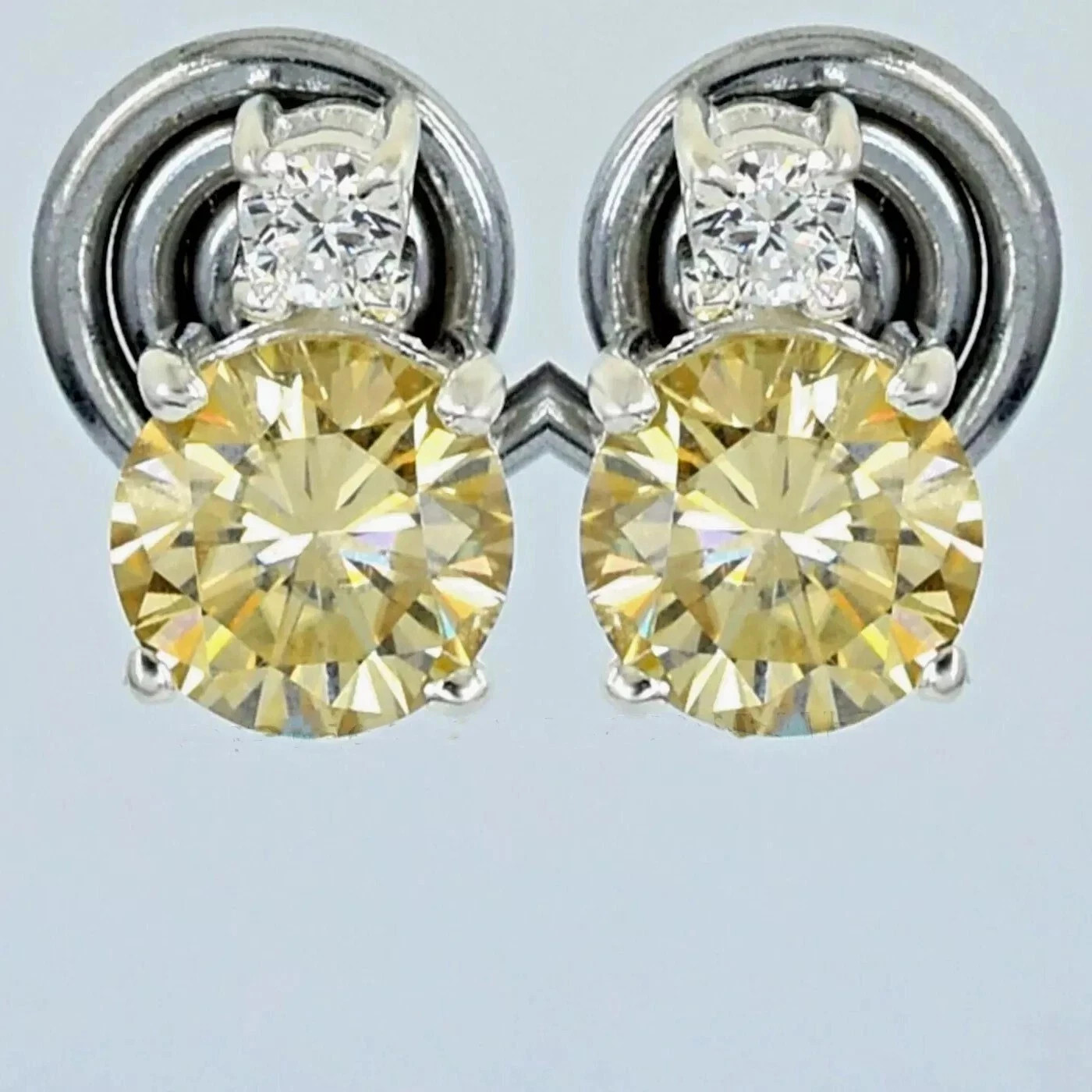 5 Ct. Treated Round Champagne Color Diamond Earring In 925 Silver Certified