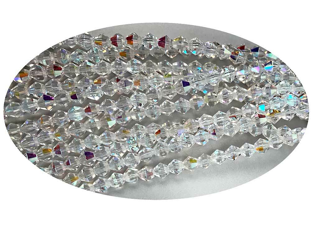 50 Czech Glass Bicone Shape Fire Polished Beads 8mm Crystal AB coated, P783