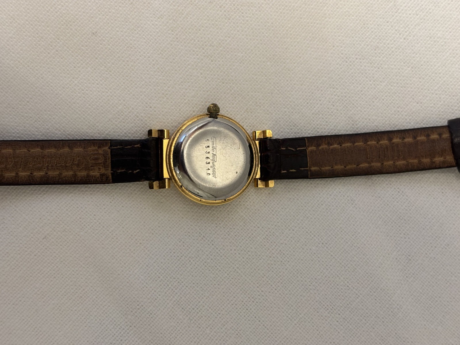 Vintage Ladies Emile Pequignet French White And Gold Quartz Watch