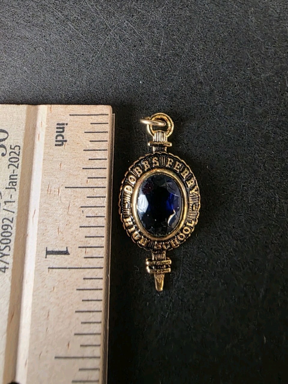 Vintage Dobbs Ferry High School NY Kinney 10k G.F. Blue Oval Charm Pendant
