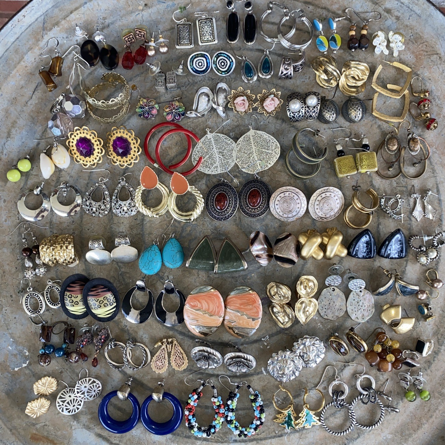 Estate Lot VINTAGE TO NOW Stud-Clip- Dangle Earrings Over 70 Pair Clean