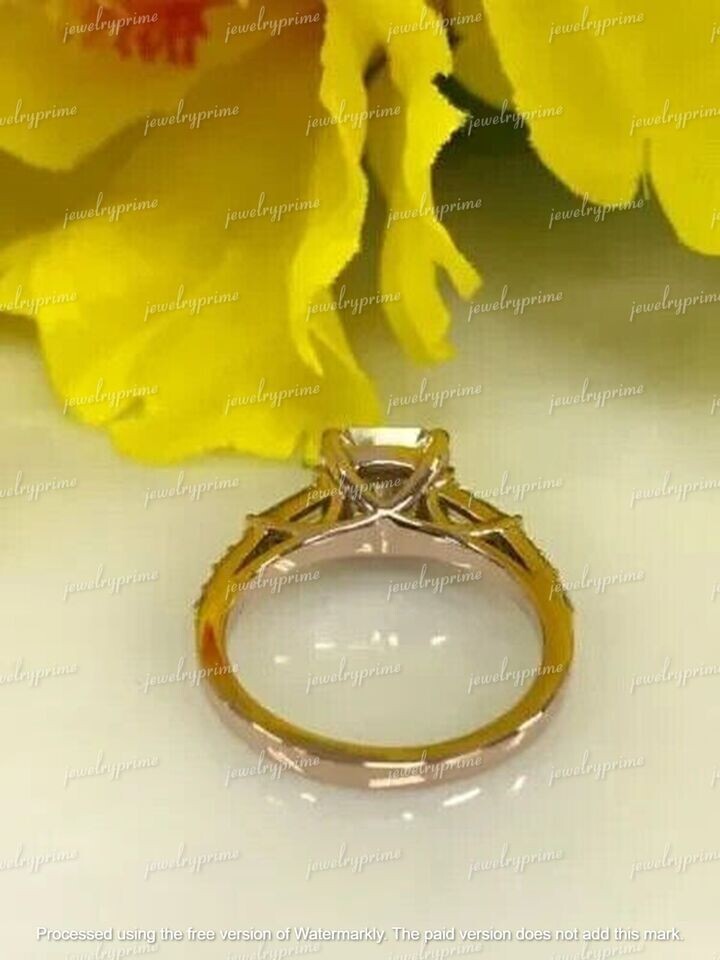 2.50Ct Asscher Cut Lab Created Diamond Engagement Ring 14K Yellow Gold Plated