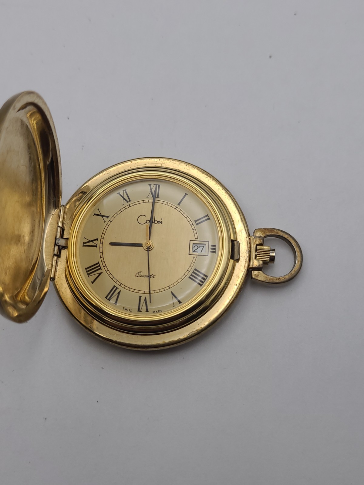 Colibri Yellow Gold Tone Quartz Pocket Watch Swiss Made NEED BATTERY