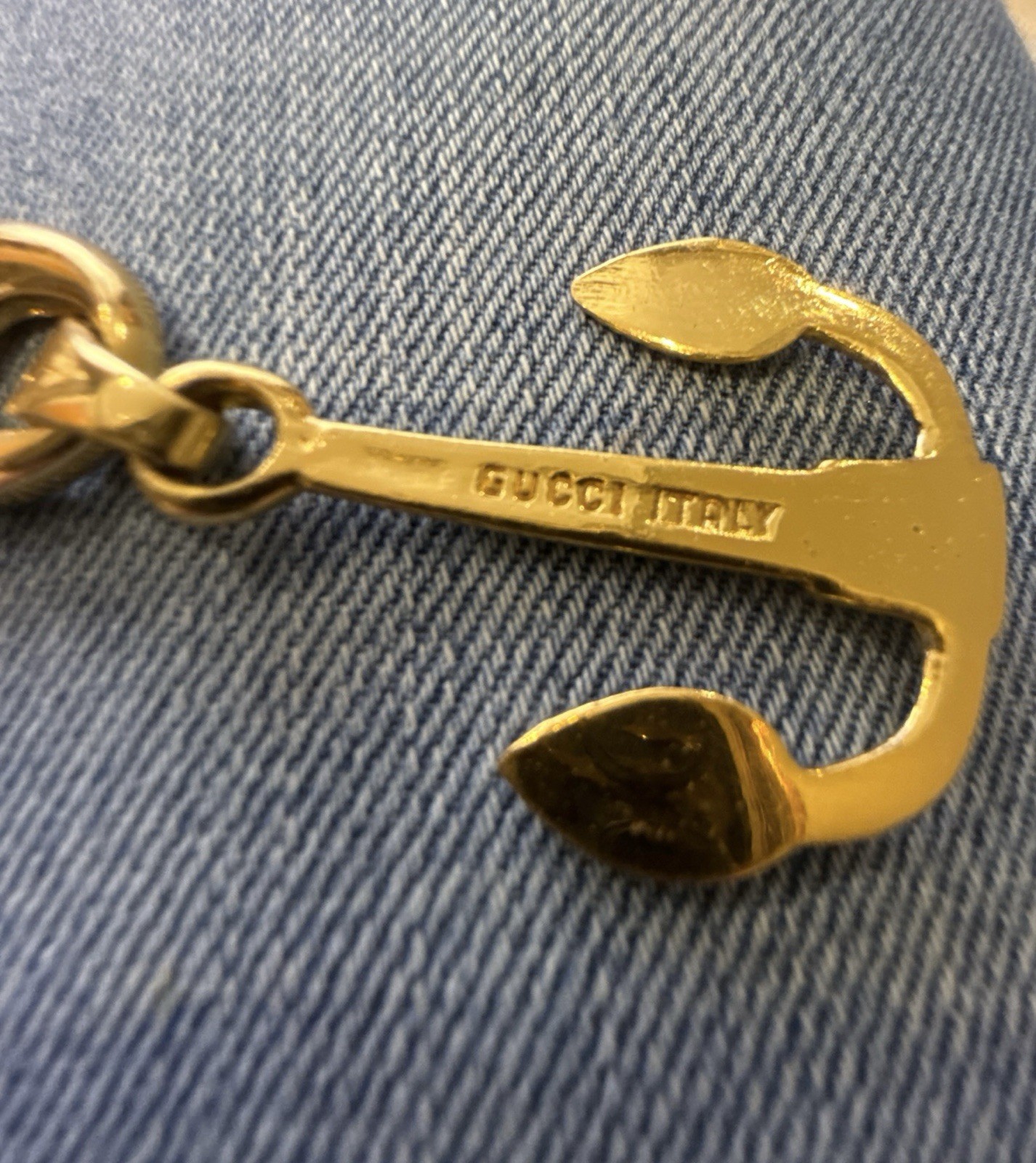 Gucci Mariner Chain Link Belt / Necklace, Anchor Charm, Gold Tone, W Box, COA