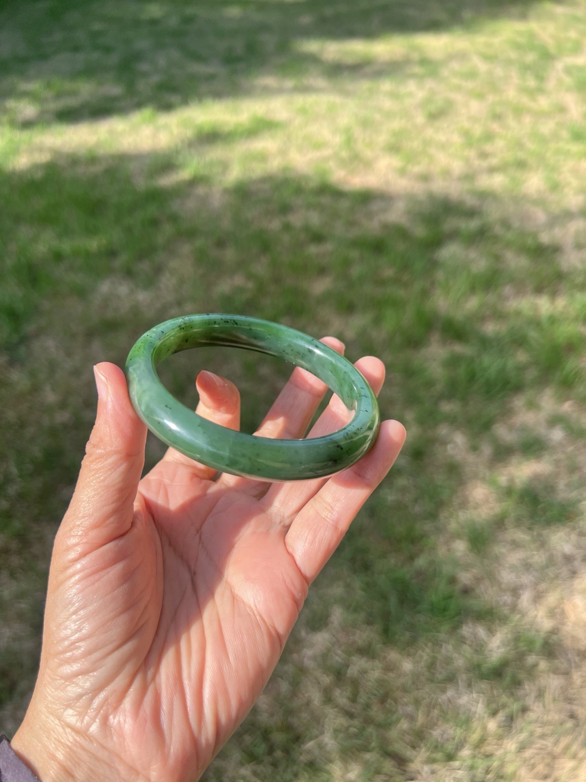 XXL 63.5mm Genuine Green Nephrite Jade Bangle Bracelet B729 2