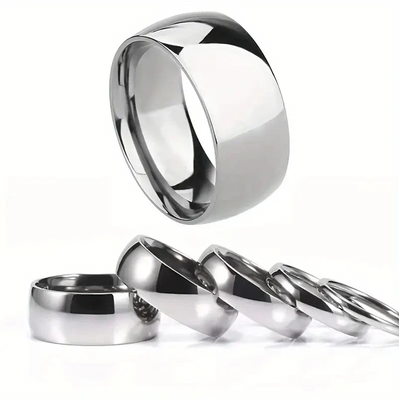 Stainless Steel Silver Polished Plain Wedding Band Ring 2mm 3mm 4mm 6mm 8mm 10m