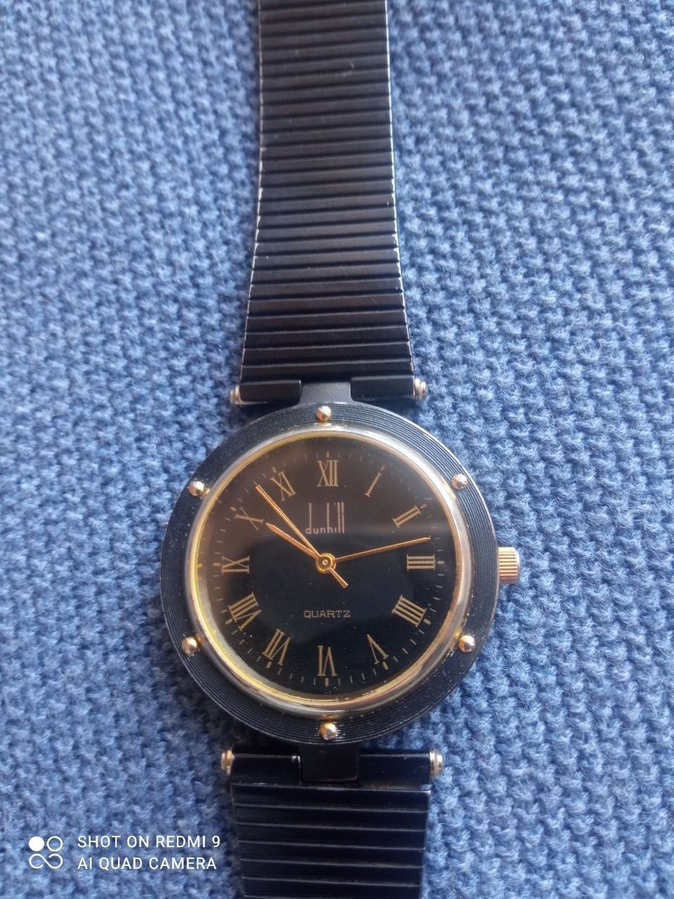 Rare Vintage Dunhill Watch Quartz Two Tone Gold & Black Dial Unisex 32 cm