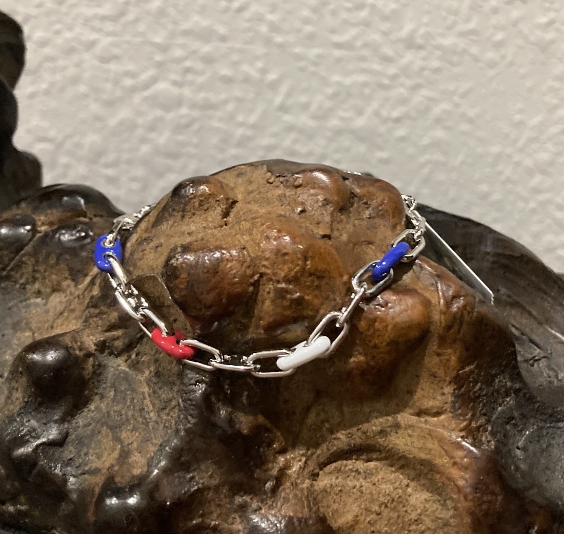 Kendra Scott Bailey Red White Blue Mix Silver Chain Bracelet NWT
