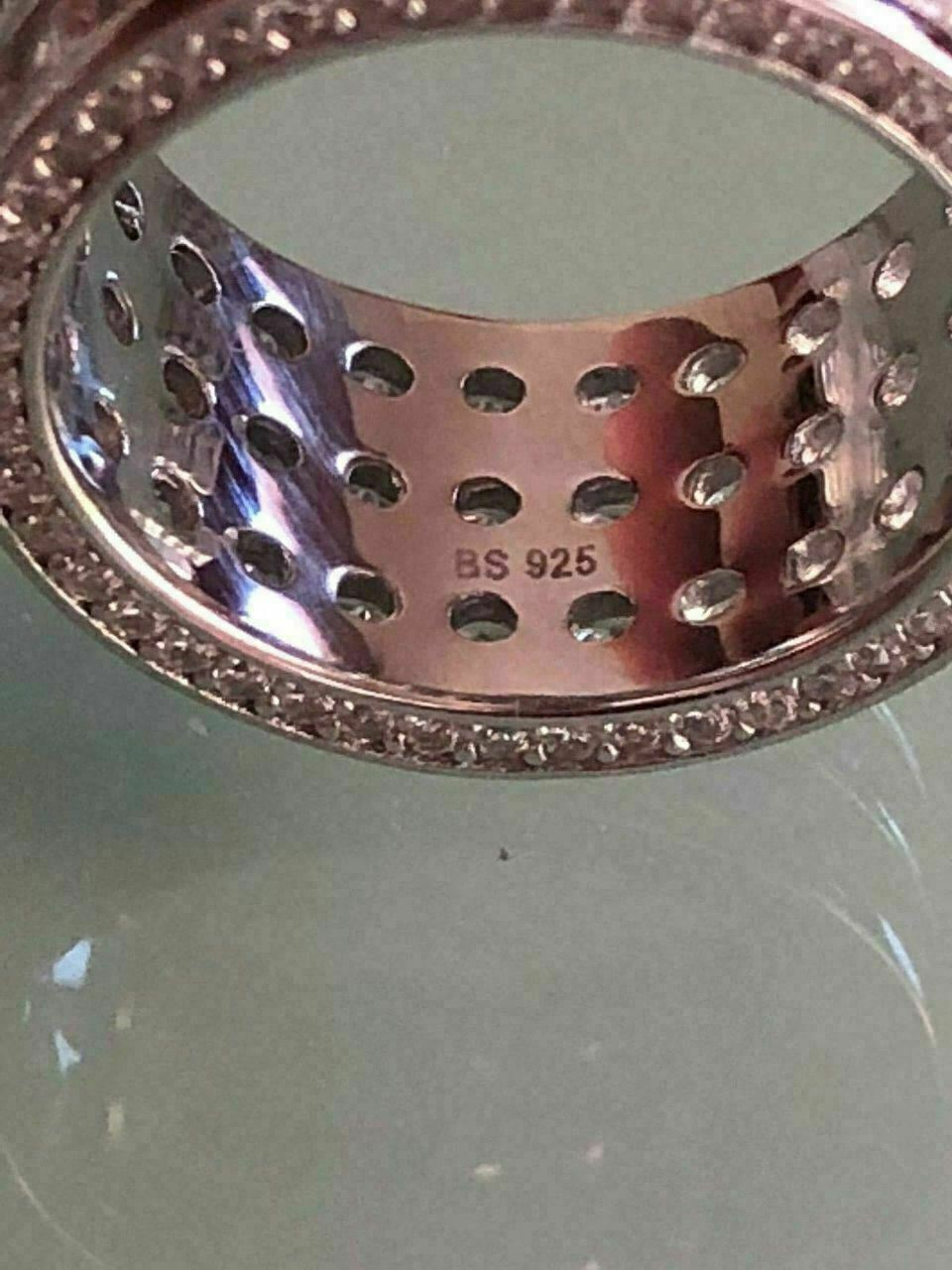 Men’s Tennis Ring Solid 925 Silver 14k Gold Plated Pinky Wedding Band CZ