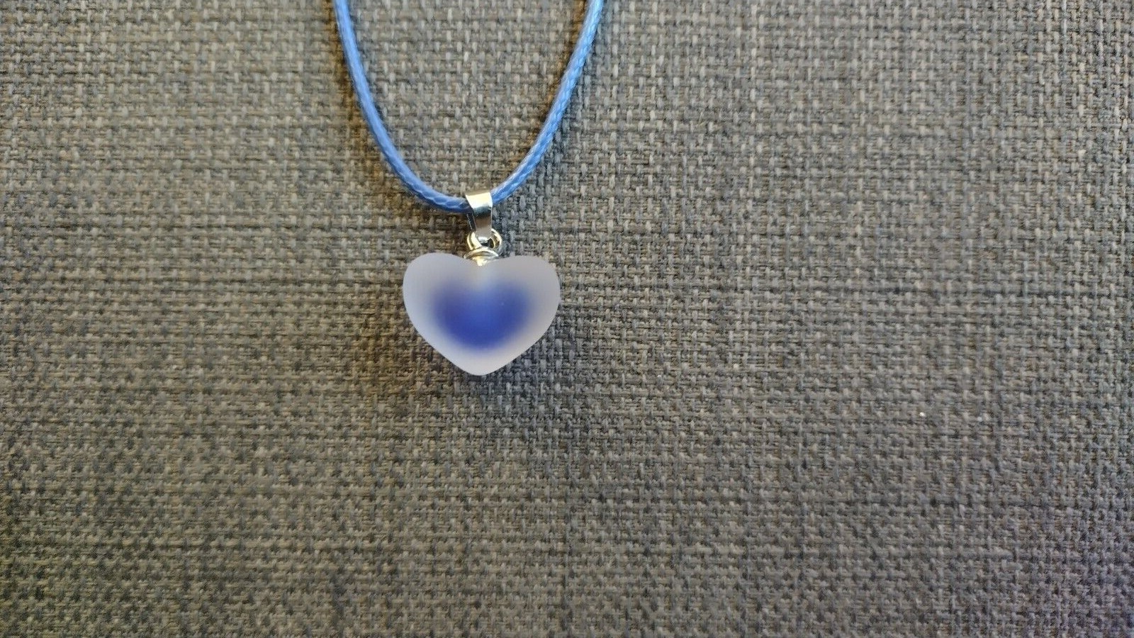 Navy Blue Frosted Heart Pendant Necklace Perfect For Every Day