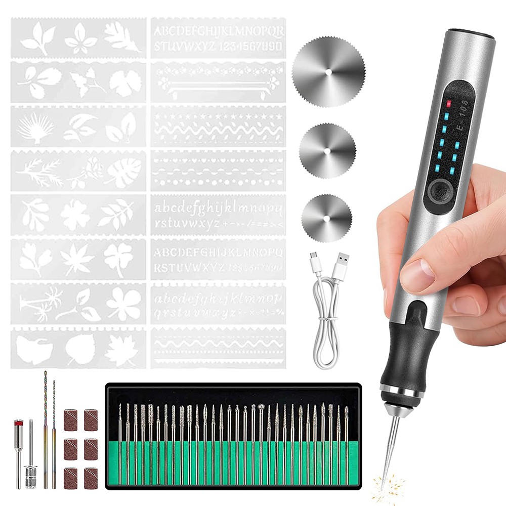Electric Engraving Pen USB Rechargable 34 Bits Mini DIY Cordless Portable Tool