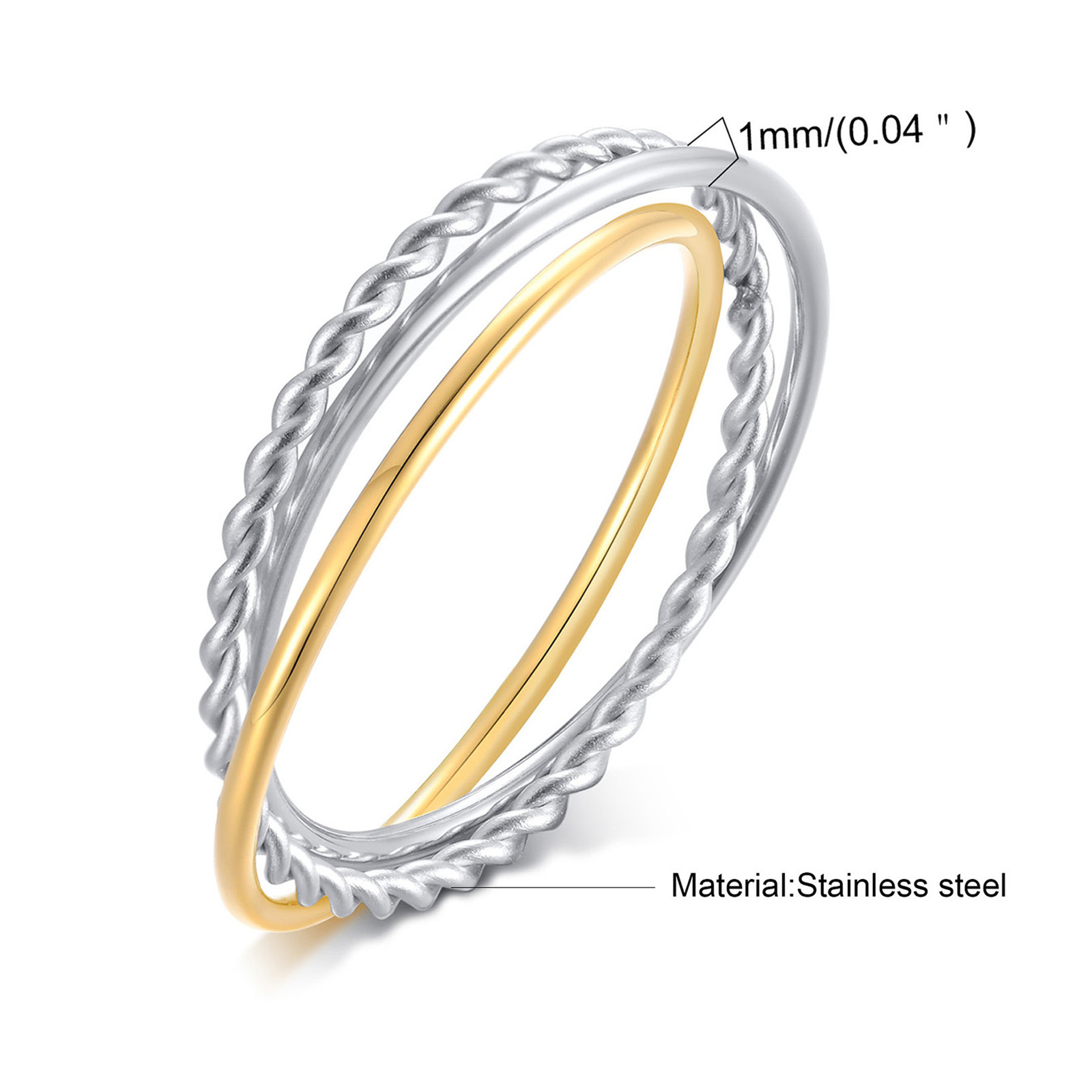 3-in-1 Stainless Steel Women Ring Band Wedding Engagement Anniversary #6-9