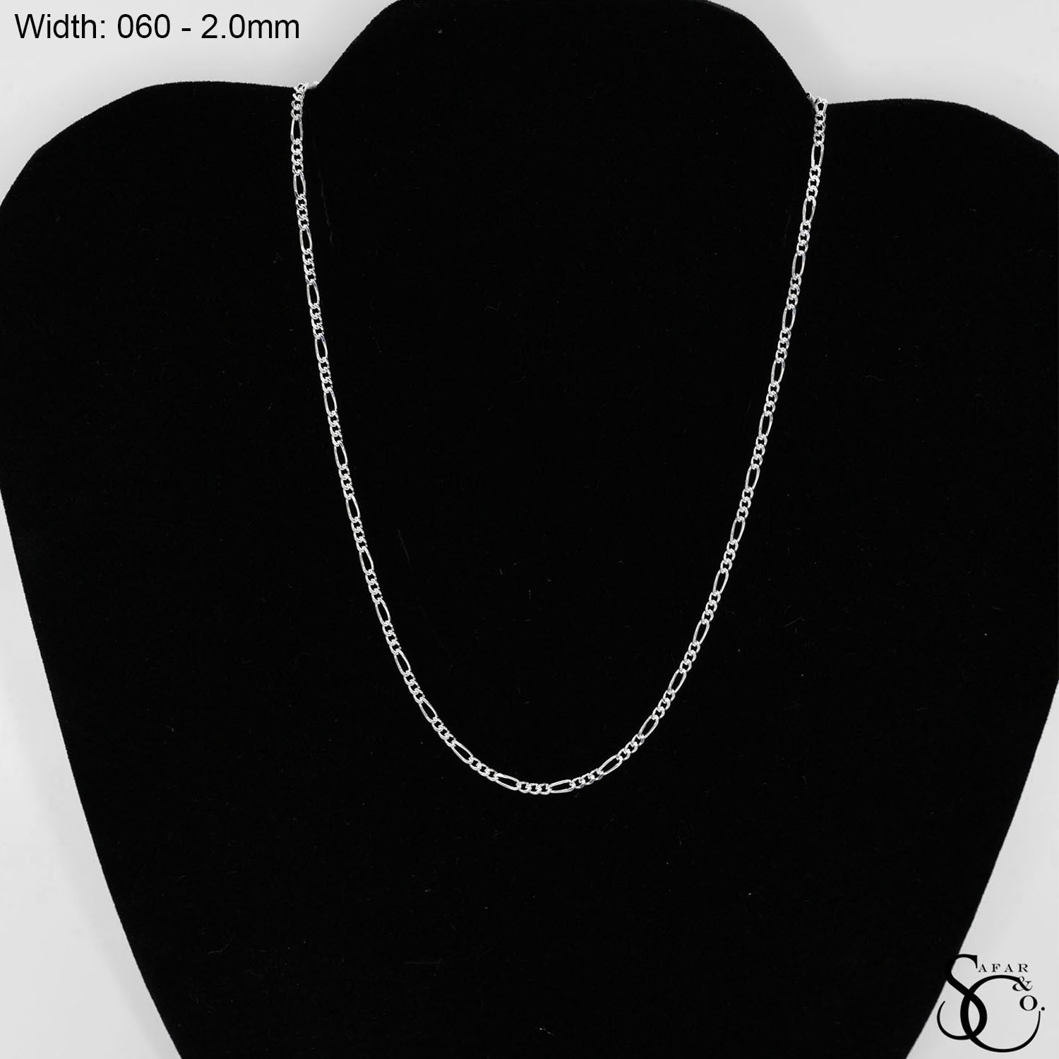 925 Sterling Silver 060 Figaro Link Chain Necklace Bracelet 7 – 26 Inches