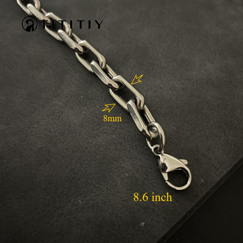 New 8mm Pure Titanium Chain Bracelet Men’s Women Bracelet Anti Allergy 8.6 Inch