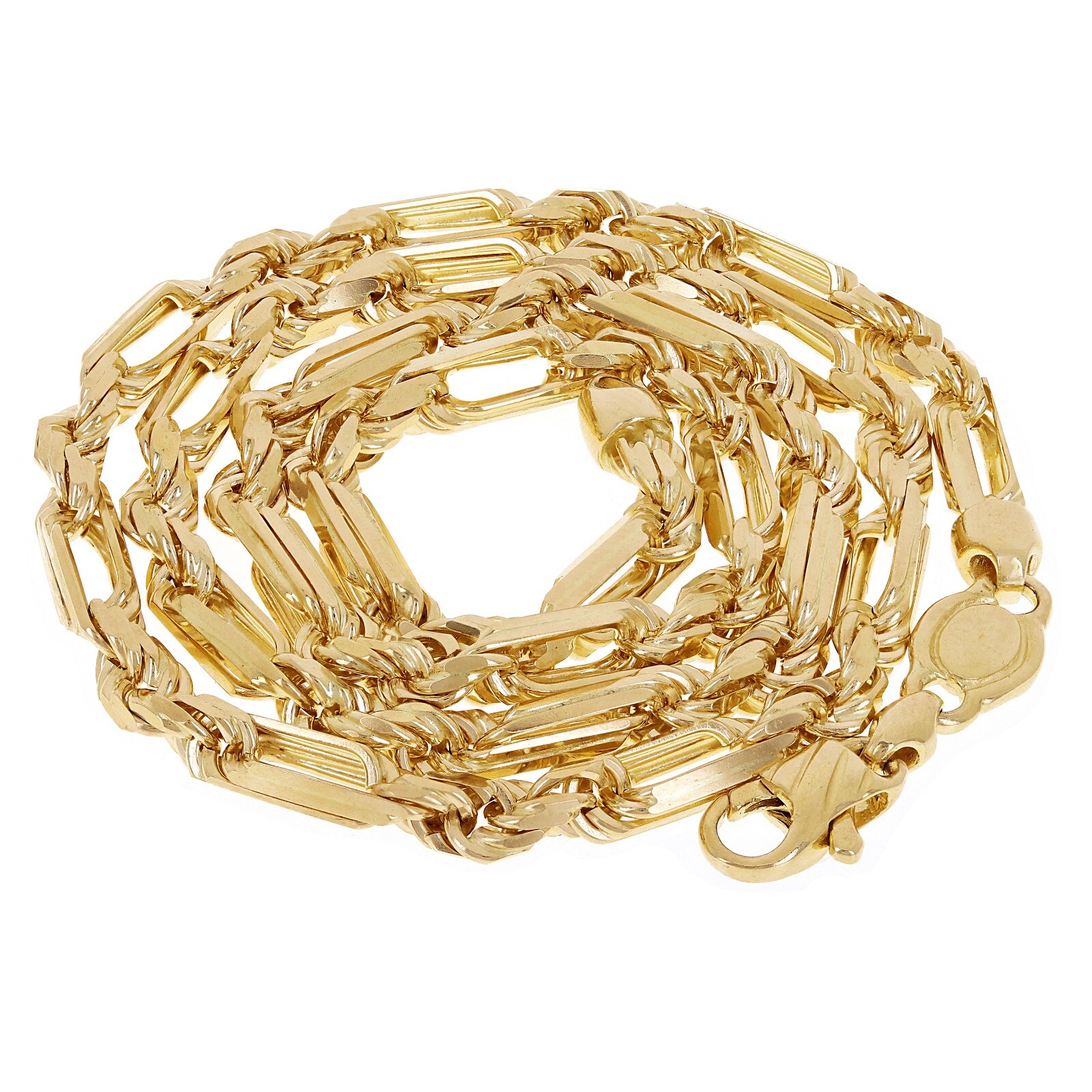 Italian 14k Yellow Gold Solid Milano Figaro Rope Chain Necklace 24″ 5mm 46g