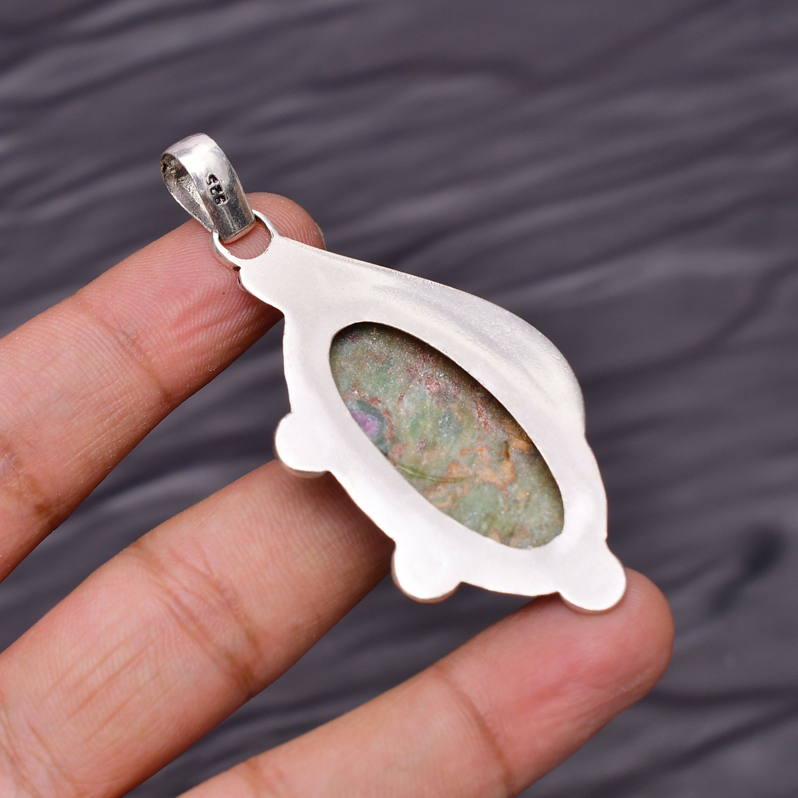 Ruby Fuchsite Gemstone 925 Sterling Silver Jewelry Pendant 2.44″