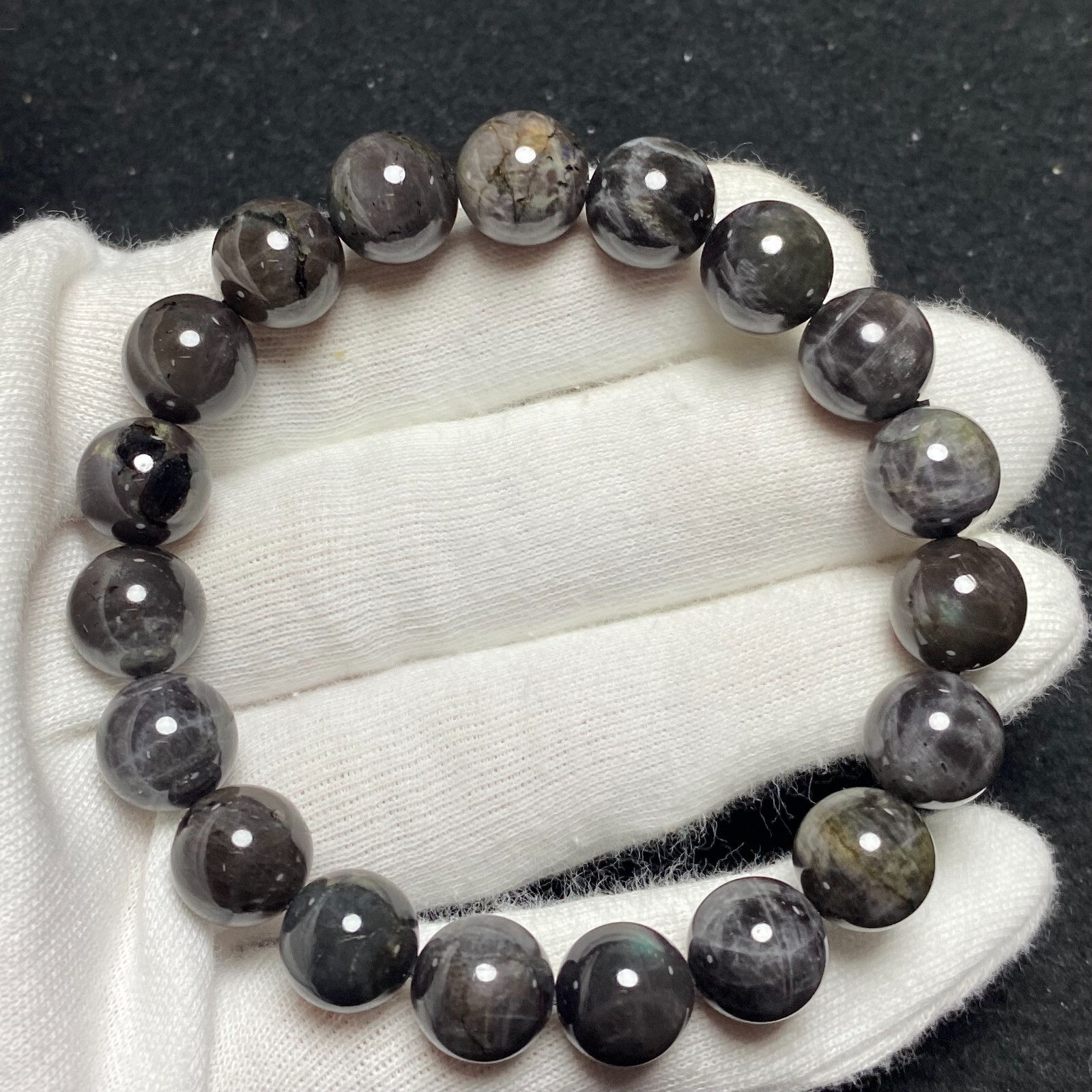 10.6mm Genuine Natural Golden Luck Stone Gemstone Round Beads Bracelet 1549