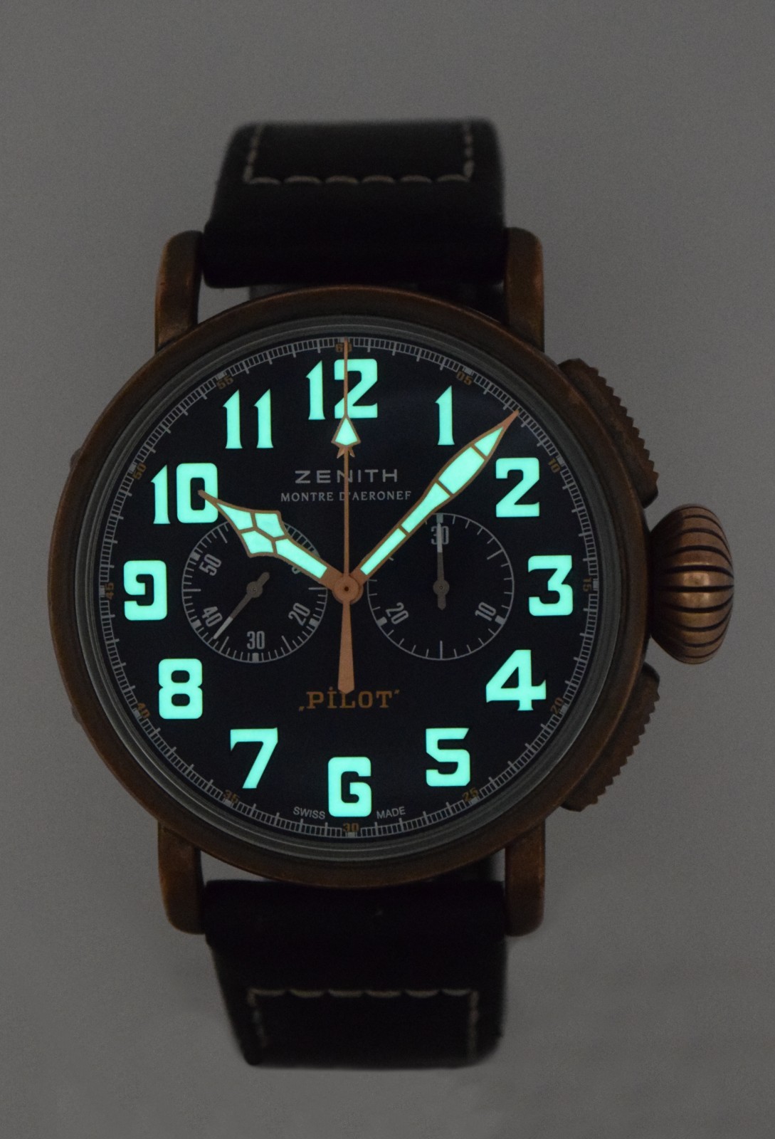 Zenith Pilot Type 20 Chronograph Bronze Blue Dial 45mm Watch B/P ’20 29.2430.406