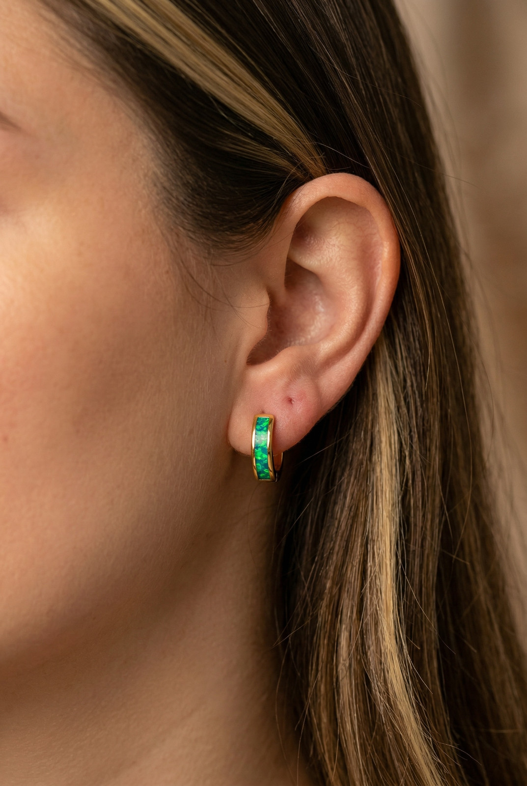 Opal Hoop Earrings | Elegant Silver Opal Huggie Set | Everyday White & Blue Opal