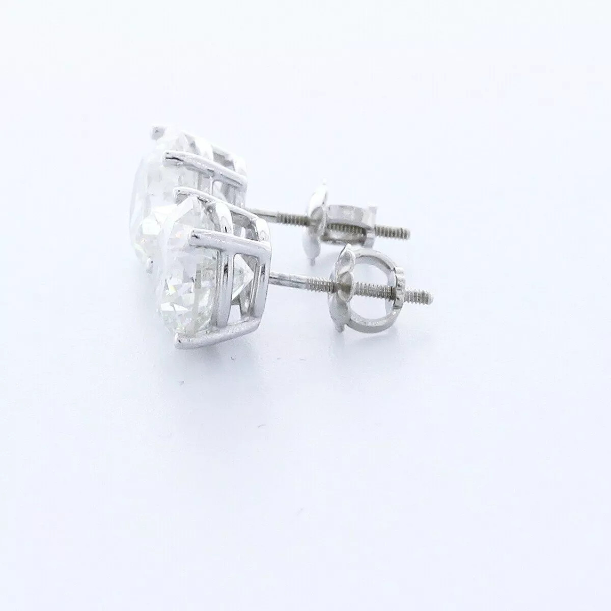 Stud Earrings Classic Solid 14K White Gold 3.21 Carat Round Natural Diamond D I1