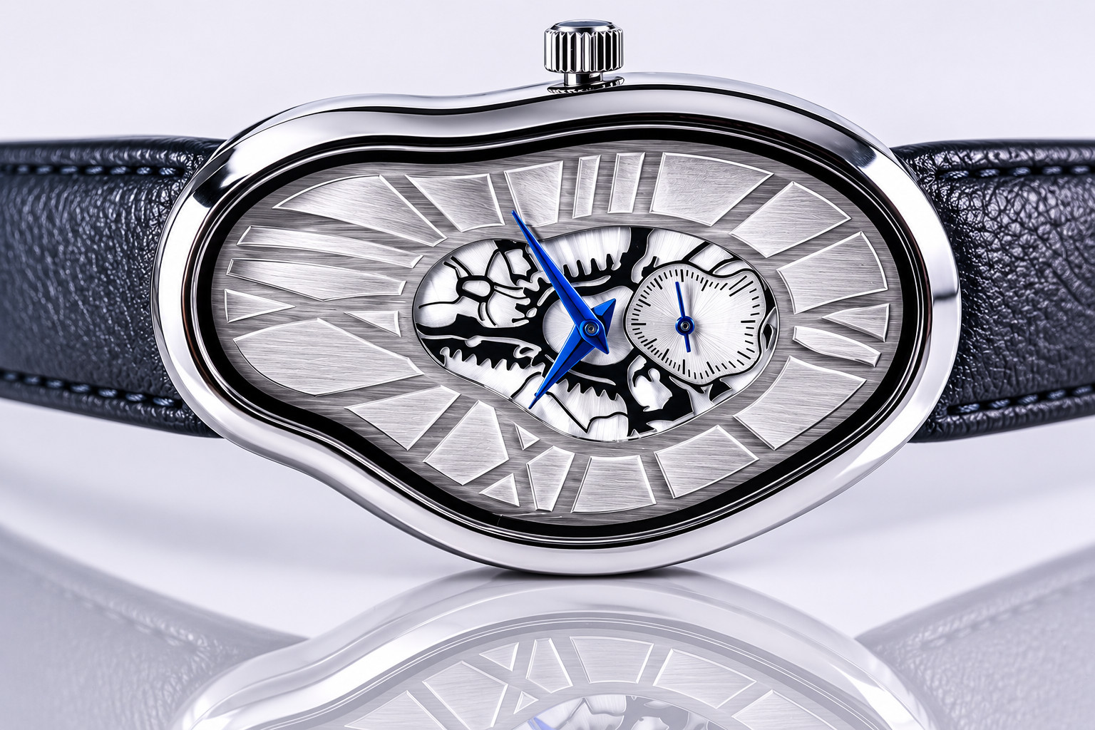 Men’s Abstract Melting Watch Asymmetric Wavy Fused Twisted Watch with Subdial