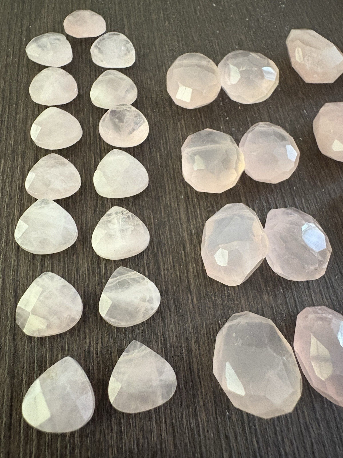 LOT of Mixed Rose Quartz Drops Stones Beads Roundelle Faceted READ INFO