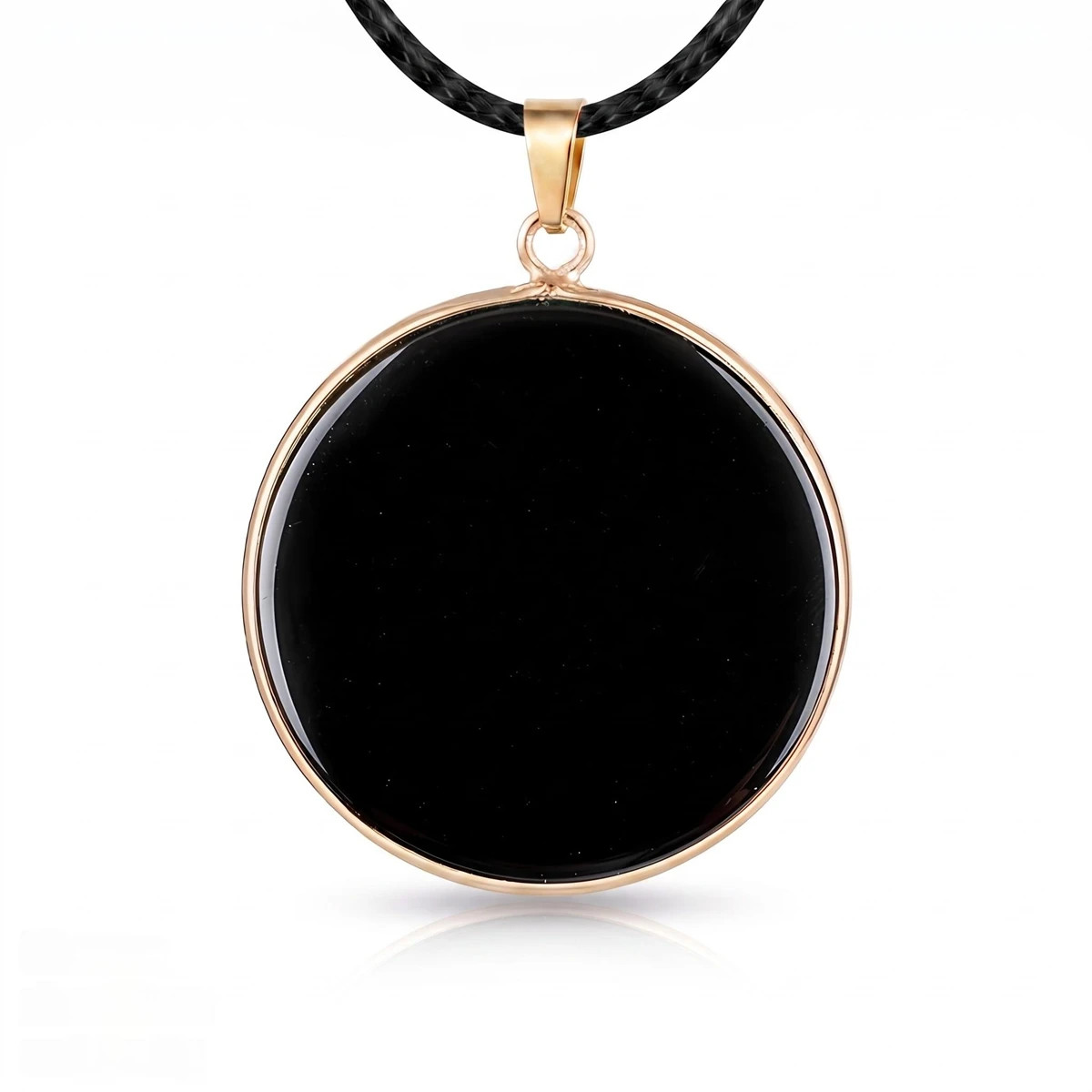 6PCS 30mm Round Natural Gemstone Pendant Necklace Gold Healing Crystal
