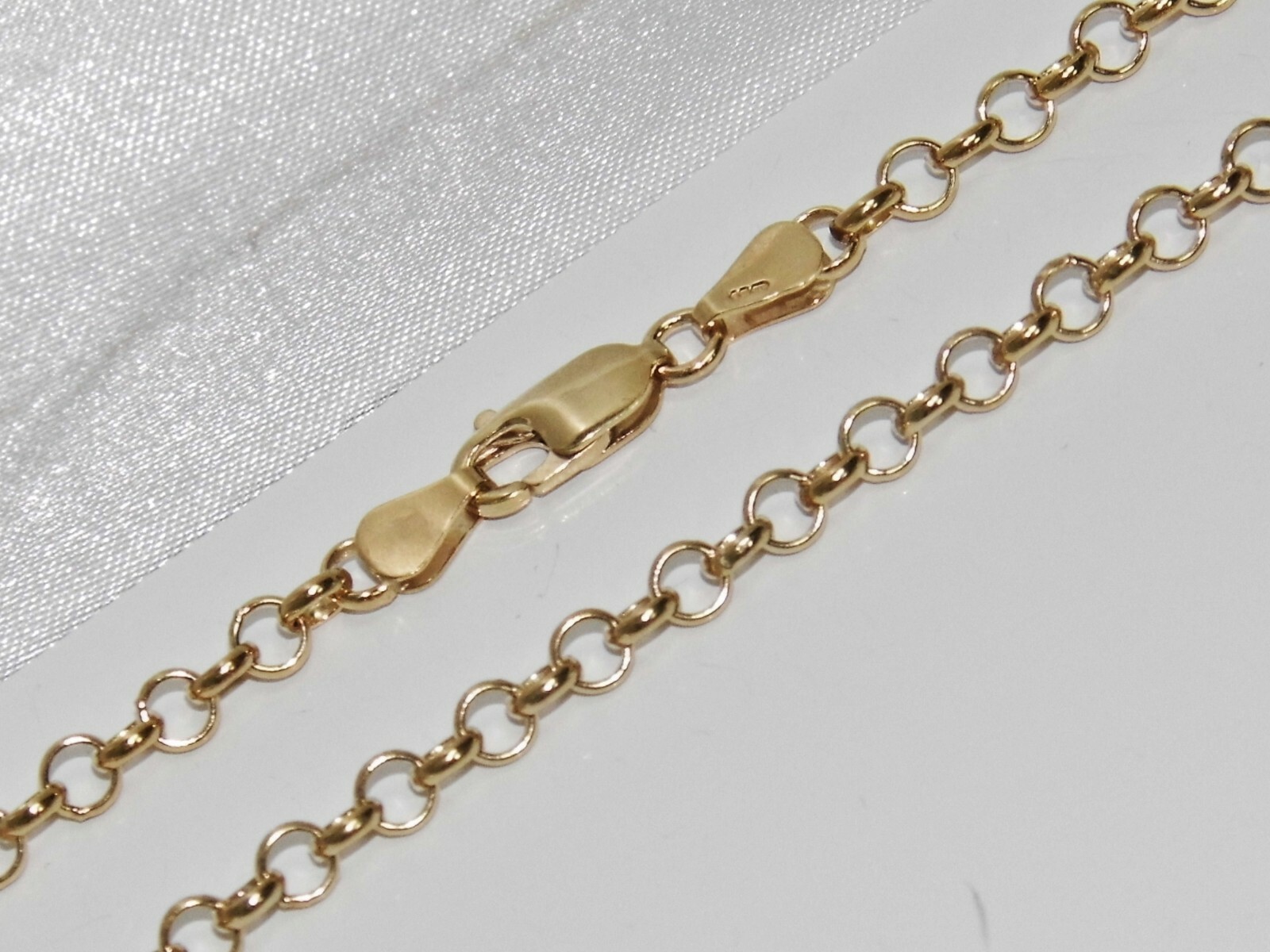 9ct Yellow Gold on Silver Belcher Chain – 4mm Width ~ 16 18 20 22 24 26 30 inch