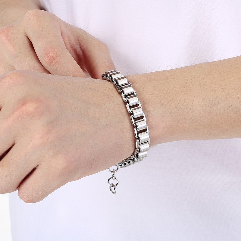 Mens Stainless Steel Huge 11mm bamboo joint strap Box chain Bracelet Cool 8.66”