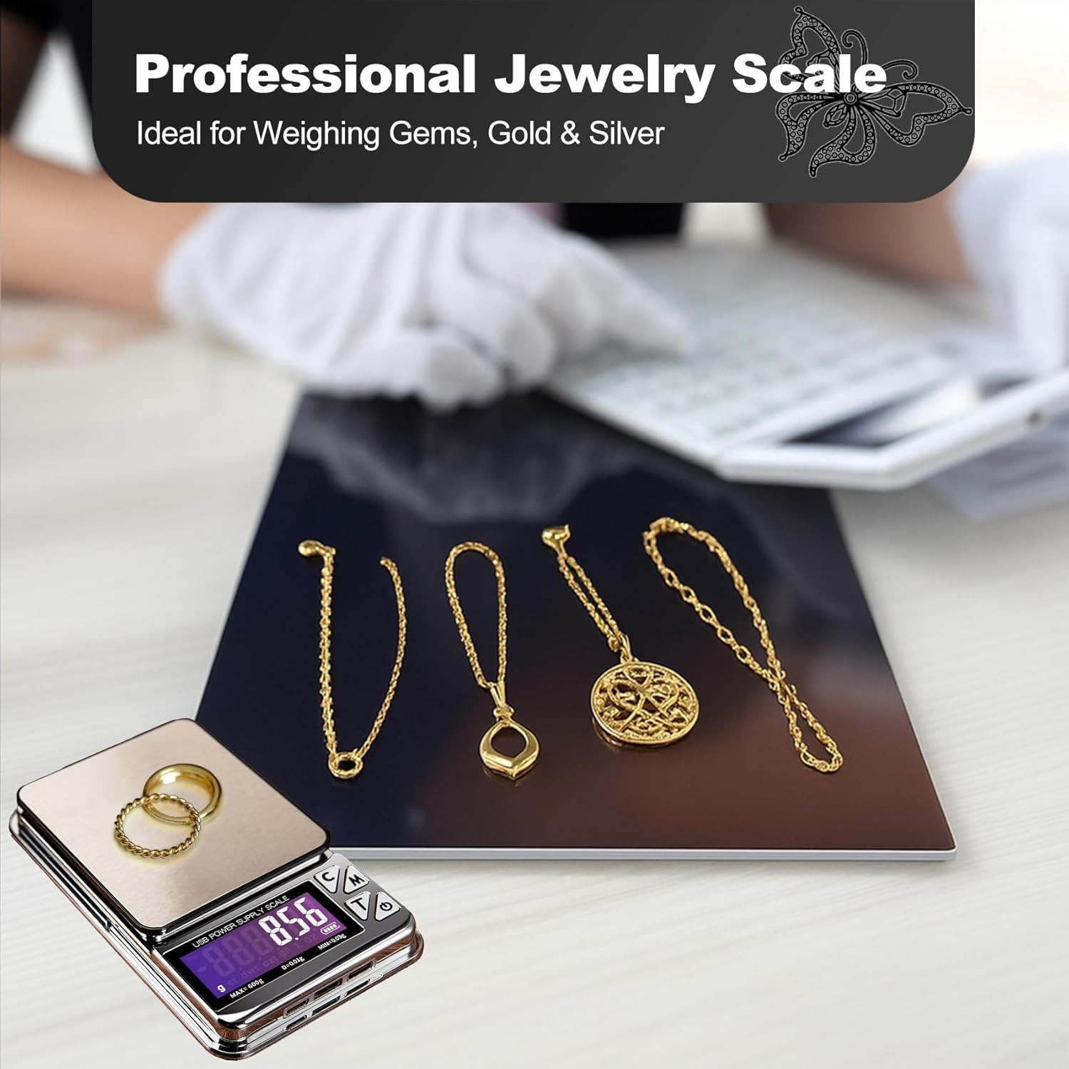 Coin Scale, 600G X 0.01G Jewelry Scale with 7 Units & 3 Charging Interfaces, Dig