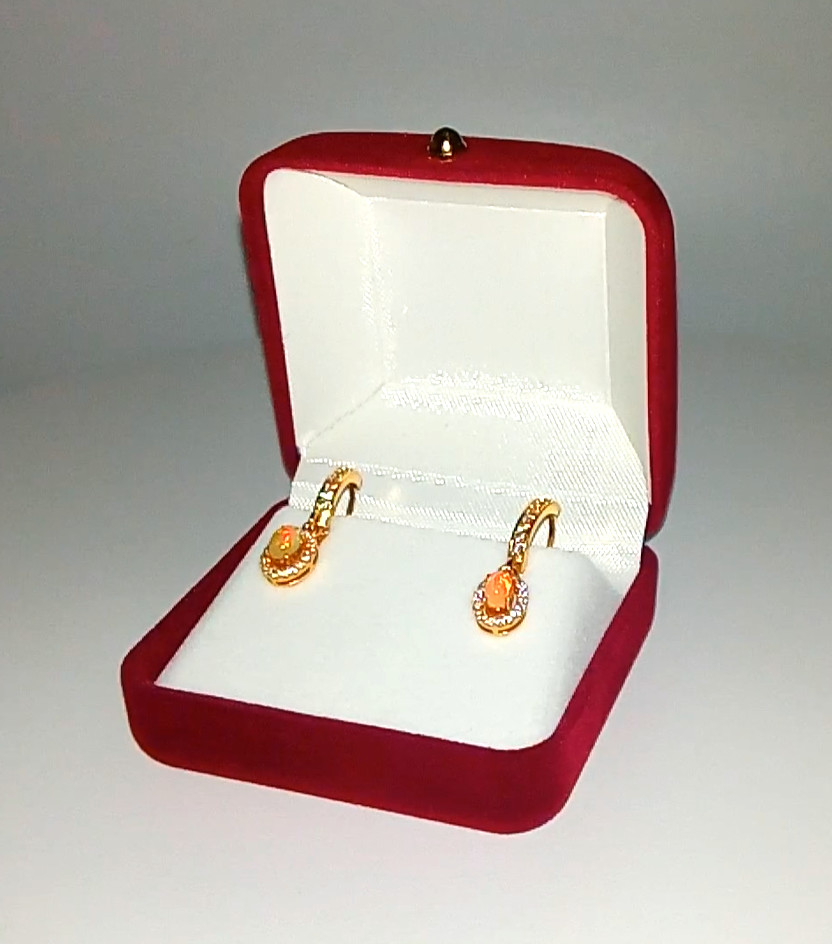 🔥🔥🔥Exclusive FIRE OPAL Silver & Gold Hoop / Hoop Earrings / Hoops Earrings