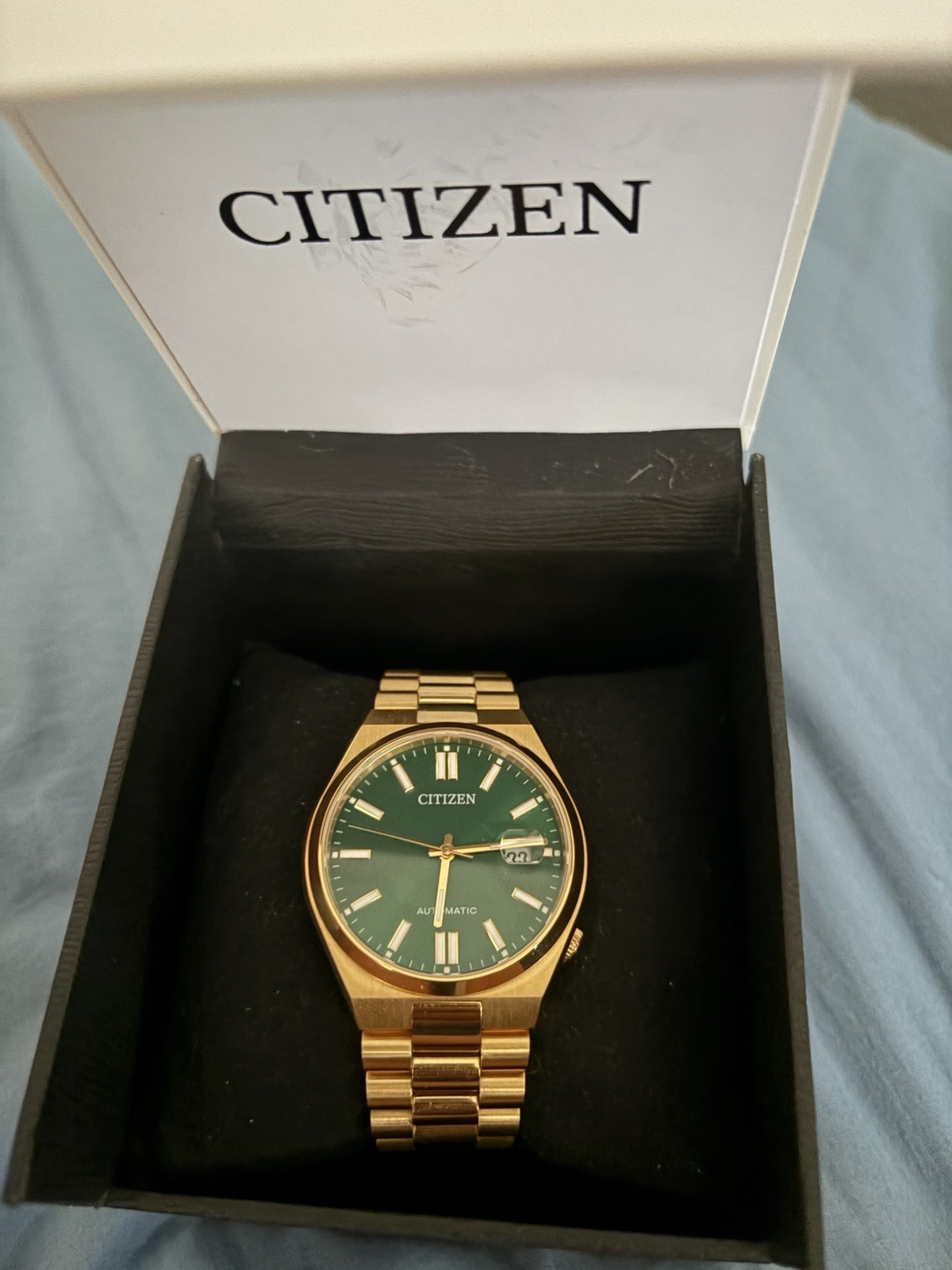 Citizen Tsuyosa Automatic 40mm Green Dial Gold Tone SS Sapphire Date 50m