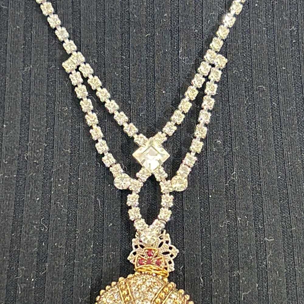 Adorned Crown Artisan Assemblage red eagle crest rhinestone necklace
