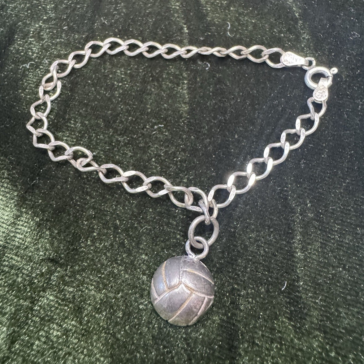925 Italy Cable Chain Charm Bracelet Dangle Sports Charm 7.6-8 in